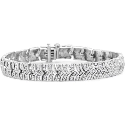 Haus Of Brilliance .925 Sterling Silver 3.00 Cttw Diamond Chevron Link Bracelet In White