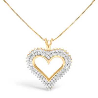 Haus Of Brilliance Silver 3.00 Cttw Diamond Heart Pendant Necklace In Gold