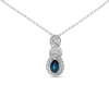 Haus Of Brilliance Silver 6x4mm Pear Sapphire And Diamond Accent Infinity Drop Pendant Necklace In Metallic