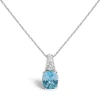 Haus Of Brilliance .925 Sterling Silver Blue Topaz And Diamond Accent Textured Pendant Necklace In Gray