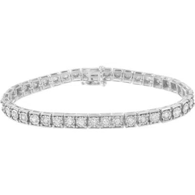 Haus Of Brilliance Silver Brilliant-cut Round Diamond Square Frame Miracle-set Tennis Bracelet In White