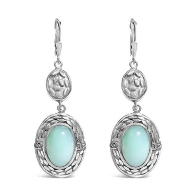 .925 Sterling Silver Chalcedony Diamond Accent Drop And Dangle Earring In Metallic from Haus of Brilliance