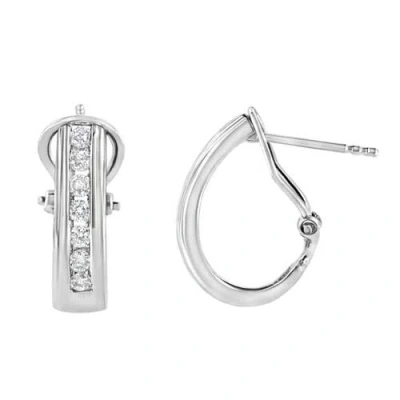 Haus Of Brilliance Silver 0.50 Ct. Tw. Lab-grown Diamond Huggy Earrings In Metallic