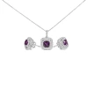 Haus Of Brilliance .925 Sterling Silver Created Purple Amethyst And White Sapphire Halo Pendant Earring Set In Metallic