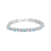 Haus Of Brilliance .925 Sterling Silver Oval Blue Topaz Diamond Butterfly Link Bracelet In Metallic
