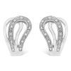 Haus Of Brilliance .925 Sterling Silver Pave-set Diamond Accent Horseshoe Hoop Earring In White