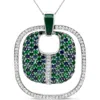 Haus Of Brilliance Silver Pendant Diamond Sapphire Tsavorite Pendant Necklace In Metallic