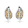 Haus Of Brilliance .925 Sterling Silver Yellow Diamond Accent Leaf Stud Earrings In Metallic