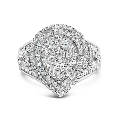 Haus Of Brilliance Sterling Silver 1 Cttw Diamond Pear-shaped Triple Halo Cluster Ring In Metallic