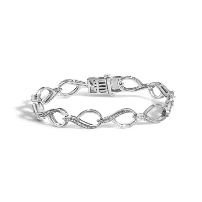 Haus Of Brilliance Sterling Silver 1/10 Cttw Diamond Accent Swirl Link Bracelet In Metallic