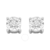 HAUS OF BRILLIANCE HAUS OF BRILLIANCE STERLING SILVER 1/10CT. TDW ROUND-CUT DIAMOND MIRACLE-PLATED STUD EARRINGS (J-K
