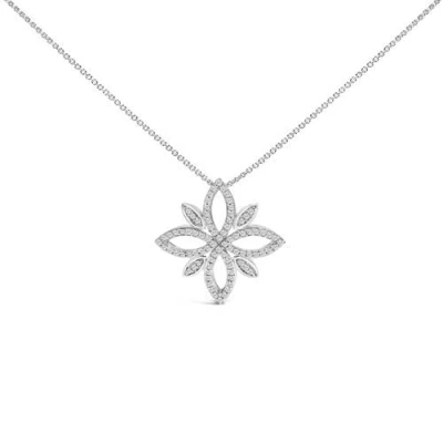 Haus Of Brilliance Sterling Silver 1/2 Cttw Diamond Floral Cross Pendant Necklace