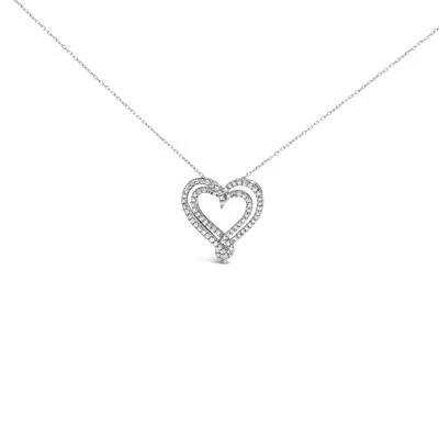 Haus Of Brilliance Sterling Silver 1/2 Cttw Diamond Heart Pendant Necklace In Gray