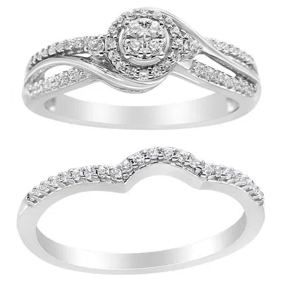 Pre-owned Haus Of Brilliance Sterling Silver 1/3 Cttw Composite Diamond Frame Bypass Bridal Set Ring And Band In Multi