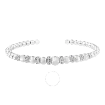 Haus Of Brilliance Sterling Silver 1/4 Cttw Diamond Ball Bead Cuff Bangle Bracelet (i-j In White