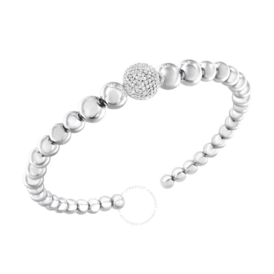 Haus Of Brilliance Sterling Silver 1/6 Carat Tdw Diamond Ball Bead Cuff Bangle Bracelet (i-j In White