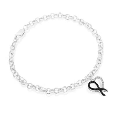 Haus Of Brilliance Sterling Silver 1/6ct Tdw Diamond Heart Charm Bracelet In White