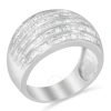 HAUS OF BRILLIANCE HAUS OF BRILLIANCE STERLING SILVER 1CT. TDW MULTI-ROW BAGUETTE DIAMOND BAND COCKTAIL RING (H-I