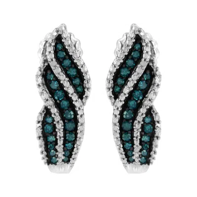 Haus Of Brilliance Sterling Silver .5 Ct. Tdw Treated Blue Diamond Dangling Stud Earrings In White