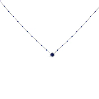 Haus Of Brilliance Sterling Silver Created Sapphire Bead Chain Necklace 18 Inch In Metallic