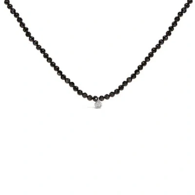 Haus Of Brilliance Sterling Silver Diamond Accent Black Spinel Bead Station Necklace