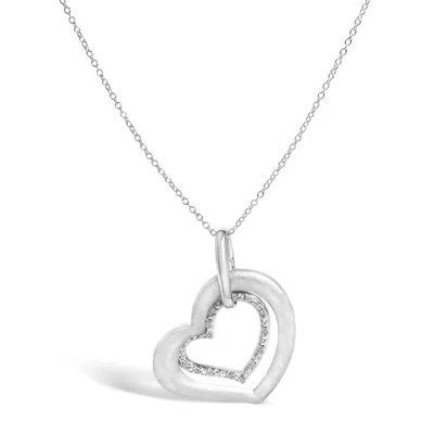 Haus Of Brilliance Sterling Silver Diamond Accent Matte Finish Heart Pendant Necklace In Metallic