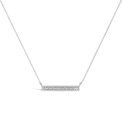 Haus Of Brilliance Sterling Silver Diamond Accent Milgrain Bar Pendant Necklace In Metallic