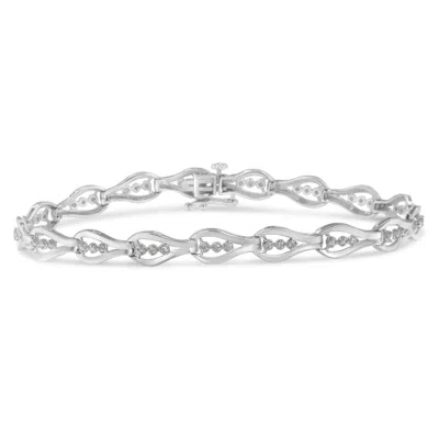 Haus Of Brilliance Sterling Silver Diamond Link Bracelet In Metallic