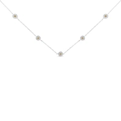 Haus Of Brilliance Sterling Silver Diamond Station Necklace In White