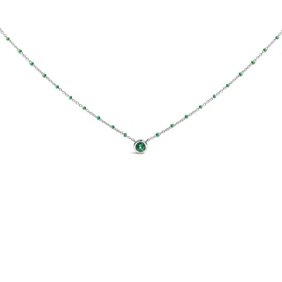 Haus Of Brilliance Sterling Silver Lab Created Emerald Bead Chain Necklace In Green