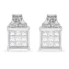 Haus Of Brilliance Sterling Silver Princess Cut Diamond Square Stud Earrings In White