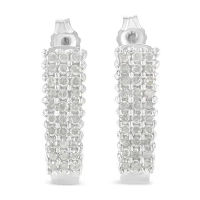 Haus Of Brilliance Sterling Silver Rose Cut Diamond J Shape Hoop Earrings In White