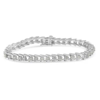 Haus Of Brilliance Sterling Silver Rose-cut Diamond Wave Link Bracelet In White