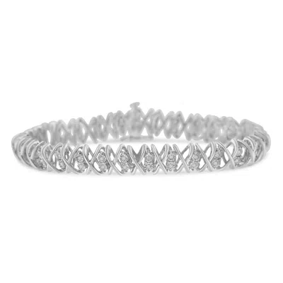Haus Of Brilliance Sterling Silver Rose-cut Diamond X-link Bracelet In White