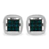 Haus Of Brilliance Sterling Silver Rose Cut Treated Blue Diamond Square Stud Earring In White