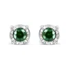Haus Of Brilliance Sterling Silver Rose Cut Treated Green Diamond Solitaire Stud Earrings In White