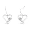 Haus Of Brilliance Sterling Silver Round Cut Diamond Heart Dangle Earrings In White
