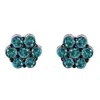 Haus Of Brilliance Sterling Silver Treated Blue Diamond Floral Stud Earrings In White