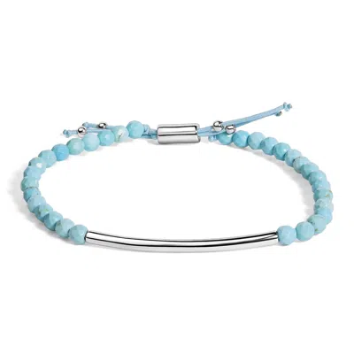 Haus Of Brilliance Sterling Silver Turquoise Beads Station Bracelet With Bolo Clasp In Blue