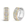 Haus Of Brilliance Two Tone .925 Sterling Silver 1/2 Cttw Diamond Square Box Huggie Hoop Earrings In Metallic