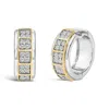 Haus Of Brilliance Two Tone .925 Sterling Silver 1/2 Cttw Diamond Square Box Huggie Hoop Earrings In Multi