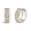 Haus Of Brilliance Two Tone .925 Sterling Silver 1/2 Cttw Diamond Square Box Huggie Hoop Earrings In Metallic
