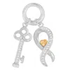 Haus Of Brilliance Two Tone .925 Sterling Silver 1/6 Cttw Diamond Symbol Key Pendant Necklace In Multi