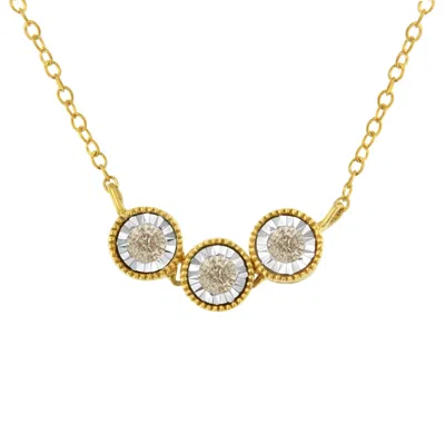 Haus Of Brilliance Two-toned Sterling-silver Champagne Diamond 3 Stone Necklace In Multi