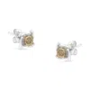 Haus Of Brilliance Two-toned Sterling-silver Diamond Stud Earring In Multi