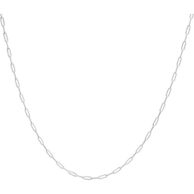 Haus Of Brilliance Unisex Solid 14k Gold 2.5mm Paperclip Chain Necklace In Silver