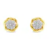 Haus Of Brilliance Yellow Gold Plated Sterling Silver Diamond Rose Stud Earrings In Yellow