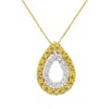 Haus Of Brilliance Yellow Gold Plated Sterling Silver Treated Yellow Diamond Pear Shape Pendant Necklace In Multi