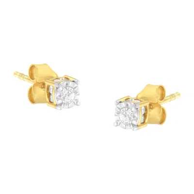 Haus Of Brilliance Yellow Plated Sterling Silver Diamond Stud Earring