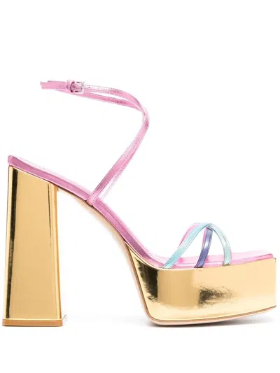 Haus Of Honey 135mm Metallic Platform Sandals In Pink